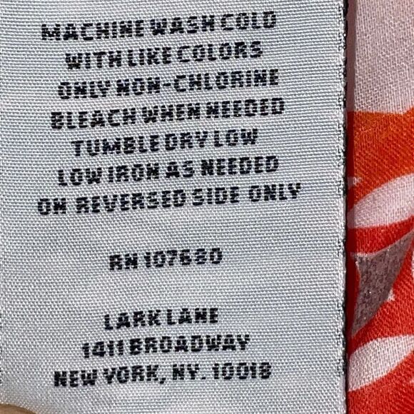 Lark Lane orange, white, & silver geometric print cotton panel twirl skirt 14 - Picture 8 of 8